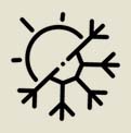 The symbol that combines the sun and snowflakes, which means separate heating and cooling, represents the benefits of using the HappyWater water dispenser.
